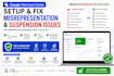 setup fix google merchant center misrepresentation and suspensions policy issues