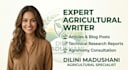 agriculture consulting, technical research writing, data analysis