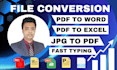 convert pdf to excel, word, jpg and other file formats