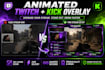 design animated twitch overlay, kick stream overlay package
