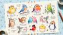 design cute bird stickers with captions
