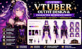 design a premium vtuber cosplay outfit and character reference sheet