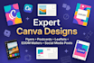 design canva flyer, postcard, leaflet, eddm mailer, social media carousels posts