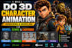 do 3d character animation, rendering and modeling for movies games and cartoons