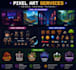 design pixel art background, pixel character, pixel game asset, pixel logo