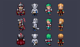 create pixel character sprite, animated sprite, tileset and environment