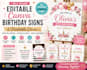 design editable canva birthday signs and printable decor