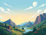 create minimalist landscape illustrations and posters