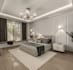 design a modern bedroom interior with realistic 3d rendering