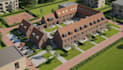 model modern townhouse development,semi detached house design,urban space render