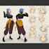 create anime oc reference sheet with outfits and expressions