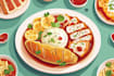create food illustrations, drinks, dishes, vegetables