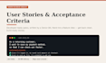 write user stories and acceptance criteria
