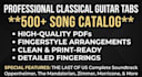 provide professional classical guitar tabs