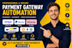set up payment gateway automation, stripe API, paypal, klarna, bancontact,crypto