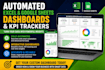 build automated excel spreadsheet, google sheets dashboard and tracker