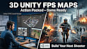 create 3d unity fps game map, game assets, shooter map, fps level, unity world
