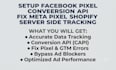 setup facebook pixel conversion api fix meta pixel shopify server side tracking