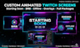 design animated twitch screens starting soon brb offline overlay
