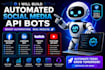 build automated facebook api bot, linkedin bot, twitch bot, youtube api bot