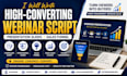 write a high converting webinar script, presentation slides and sales funnel