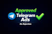 fix telegram ads declined, run telegram ads, removed telegram ads destination