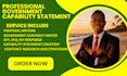 write winning government contract bid proposal, rfp, rfq capability statement