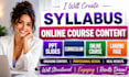 course landing page online course content syllabus ppt slides and course upload