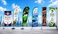 design custom feather, teardrop, flutter, garden, wall and event flags
