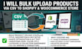bulk upload products via CSV to shopify and woocommerce store