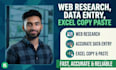 web research, data entry, and excel copy paste work