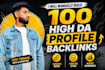 manually build 100 high da profile backlinks