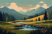 create flat landscape illustration of nature