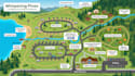 create outdoor retreat map, campground layout, tourism map, visitor master plan