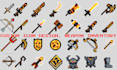 create pixel game assets, weapon icons, rpg items and game UI