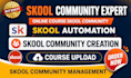setup skool online community, skool community manager, skool course creation