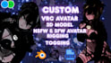 create a custom vrchat avatar 3d model for PC and quest