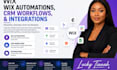set up wix automations, CRM workflows, and integrations
