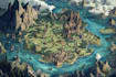 illustrate a professional fantasy world map