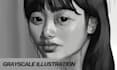 create grayscale illustration in painterly style