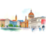 paint architecture or cityscape in watercolor