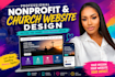 create nonprofit website and church website for growth