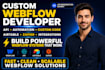 develop custom webflow code, API integrations, automation, airtable and zapier