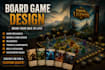design board game, card game, tabletop game with rulebook and prototype