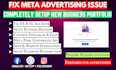 fix issues or set facebook ad account and business manager, pixel conversion api