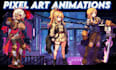 do 16bit 32bit pixel art character spritesheet animation, game assets, lofi loop