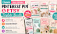 design etsy banner, canva pinterest pin etsy template bundle digital products