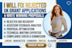 fix rejected UK grant applications and write winning grant proposals