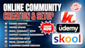 setup skool online community, skool online course, skool community events