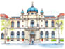 create a handmade architectural watercolor